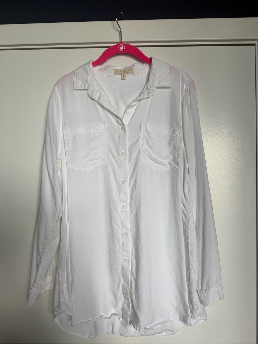 Side Stitch Women's White Button-Down Shirt